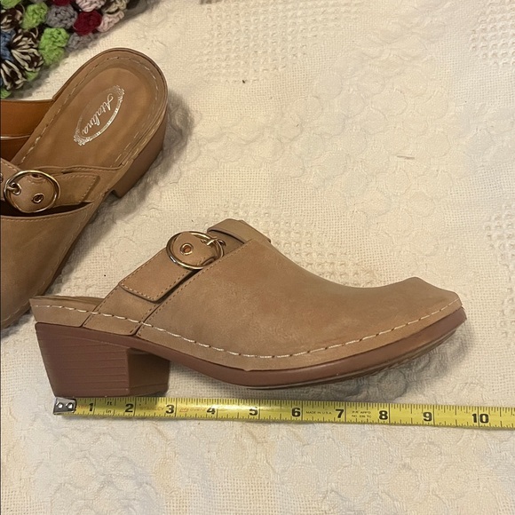 Atalina Tan Closed Toe Clog Vegan Leather Buckle Strap Heel Mules (41) 8.5-9 US - Picture 12 of 15